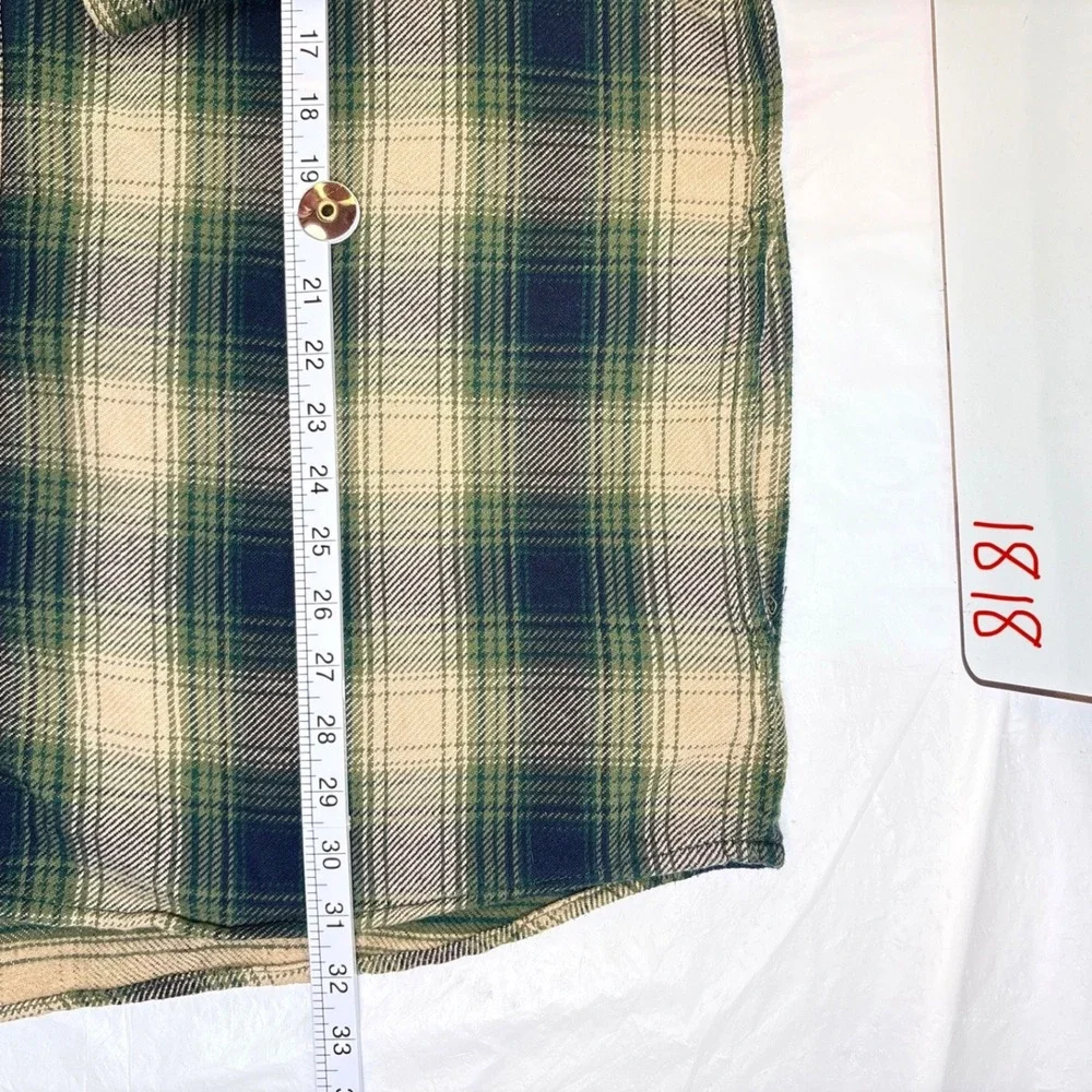Buffalo David Bitton Mens XXL Green Plaid Cotton Flannel Shirt Jacket Shacket